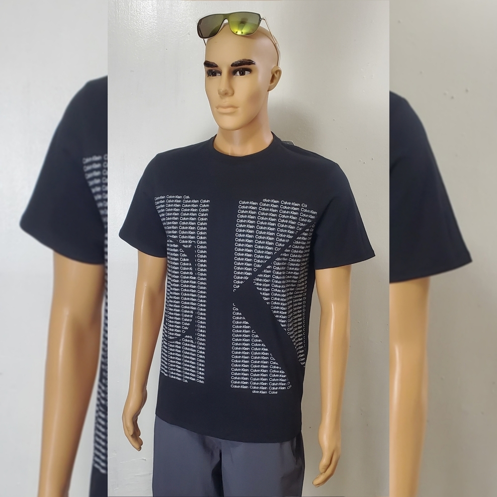 CALVIN KLEIN TSHIRT MEN'S CREW NECK SHORT SLEEVE GRAPHIC BIG LOGO SIZE S BLACK - Picture 3 of 12